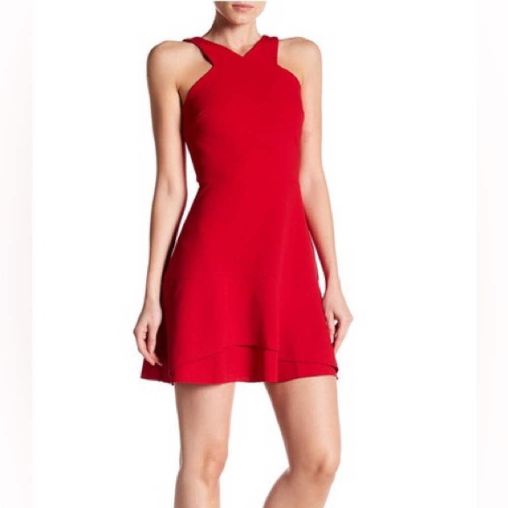 Love Ady ruffle hem red dress